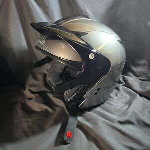 Gmax Black Motorcycle Helmet Half Visor  67S DOT Sz XL